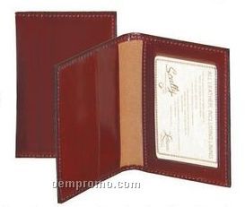 Burgundy Italian Leather Business Card Case W/ Id Window