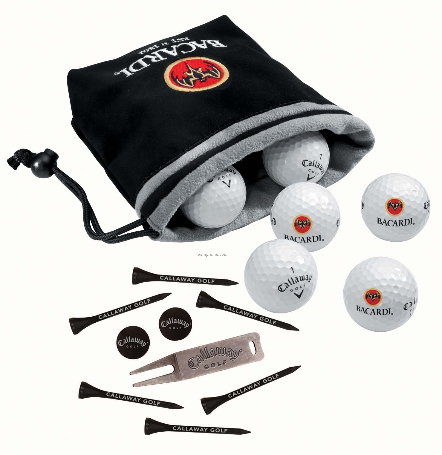 Callaway Warbird Plus 6 Golf Ball Valuables Pouch W/ 6 Tees & Divot Tool
