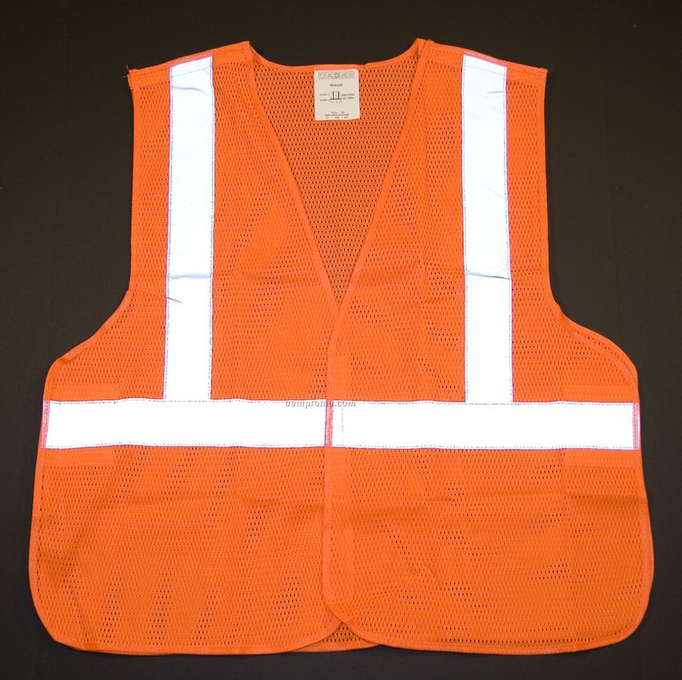Class 2 Safety Vest With 5-point Break-away Safety Feature - Orange