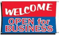 3'x5' Fluorescent Stock Banner - Welcome/Open For Business