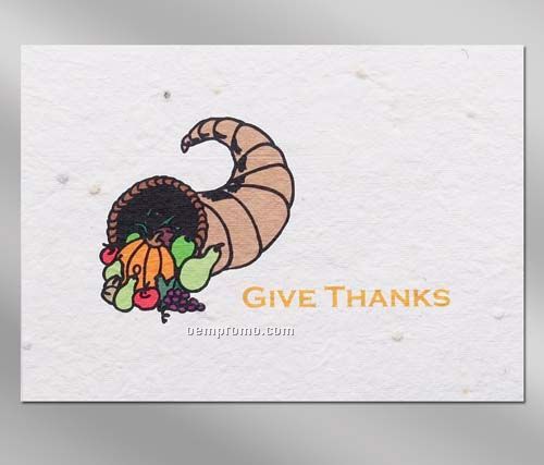Give Thanks Floral Seed Paper Holiday Card W/ Stock Message