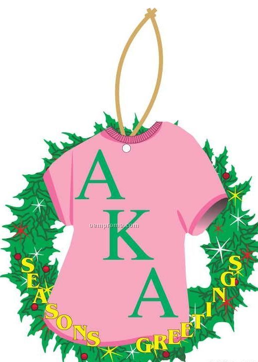 Alpha Kappa Alpha Sorority Shirt Wreath Ornament/ Mirror Back (12 Sq. Inch)