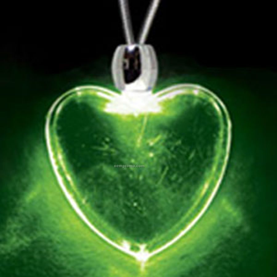 Green Acrylic Heart Pendant Light Up Necklace