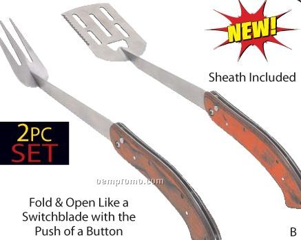 Chefmaster 2 PC Switch Blade Barbeque Tool Set