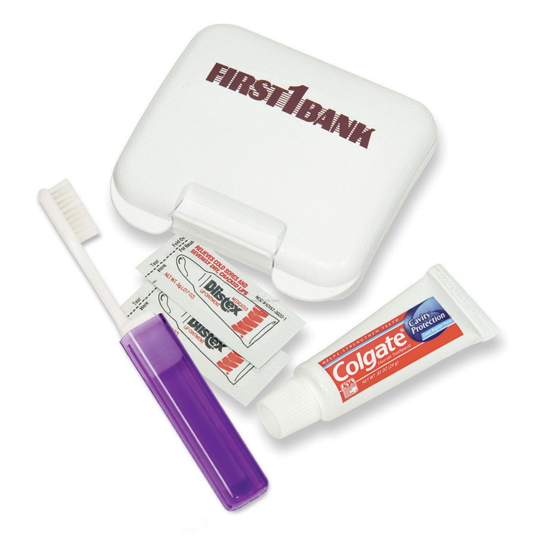 Dental Kit In A Plastic Pocket Tote W/Lip Balm