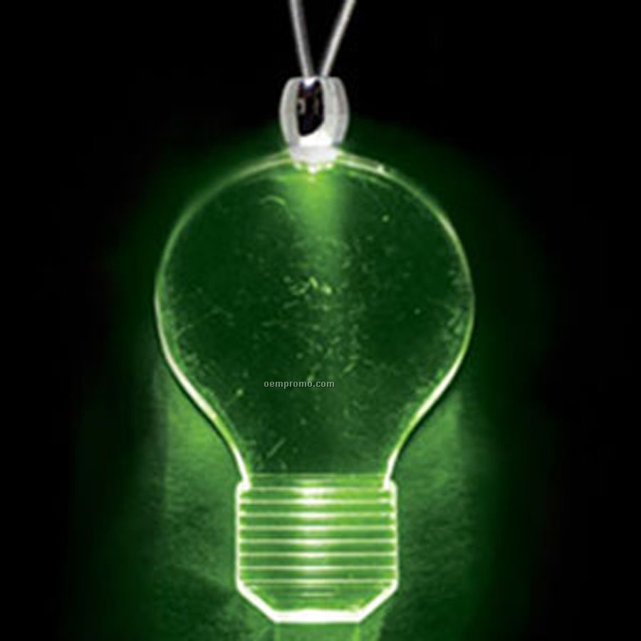 Green Acrylic Light Bulb Pendant Light Up Necklace