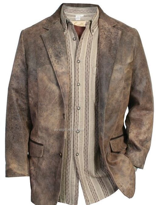 Men's Buffed Lamb Leather Blazer Jacket 40l-52l