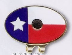 Stock Texas Flag Hat Clip W/ Ball Marker