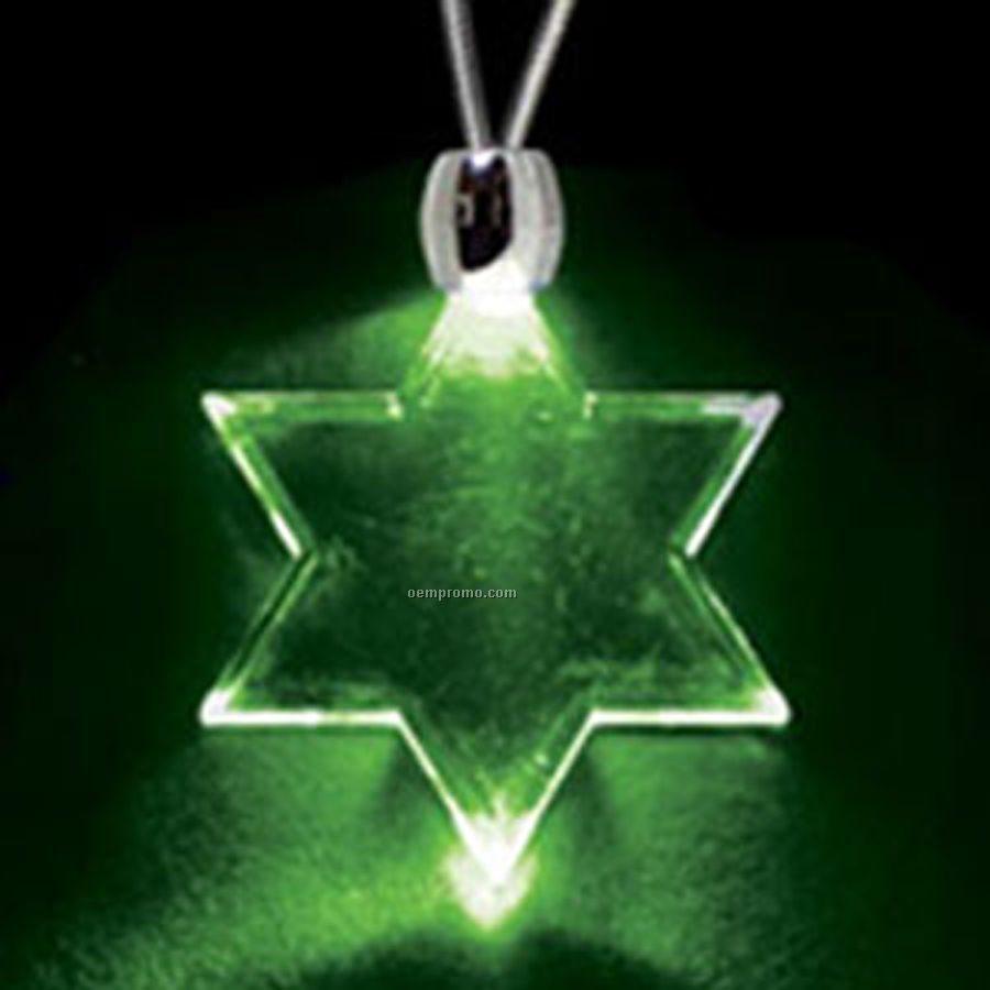 Green Acrylic Star Of David Pendant Light Up Necklace