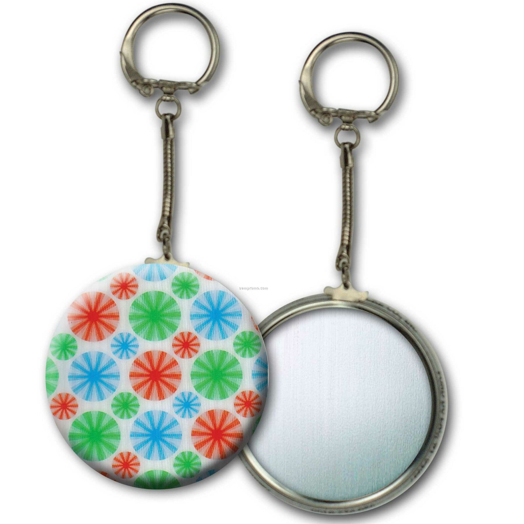 Metallic Key Chain W/3d Lenticular Animated Spinning Wheels (Blanks)