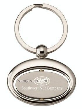 Oval Chrome Trim Key Ring With Rotating Center Plate
