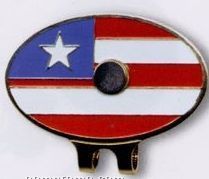 Stock Puerto Rico Flag Hat Clip W/ Ball Marker