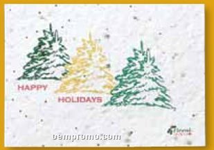 Trees Floral Seed Paper Holiday Card W/Stock Message