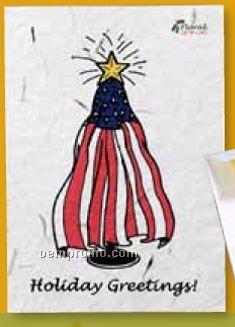 American Flag Tree Floral Seed Paper Holiday Card W/ Stock Message