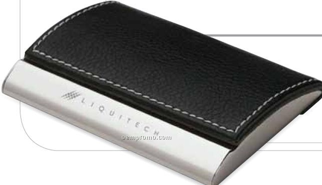 Business Card Case W/ Textured Black & Silver Finish