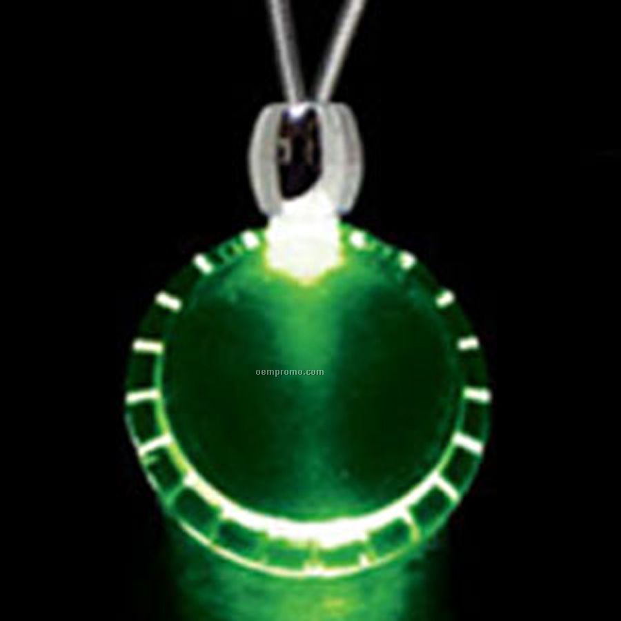 Green Acrylic Bottle Cap Pendant Light Up Necklace