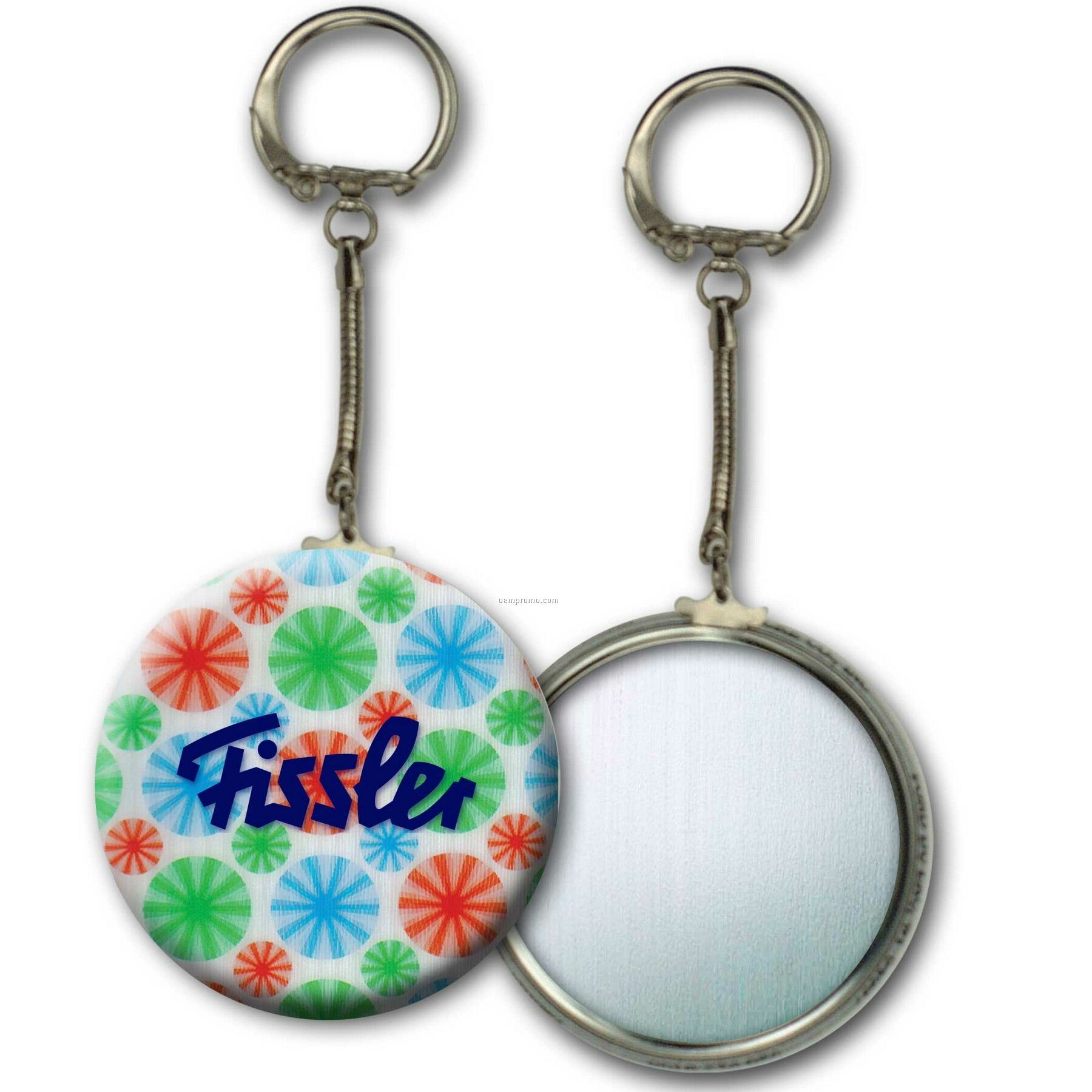 Metallic Key Chain W/3d Lenticular Animated Spinning Wheels (Custom)