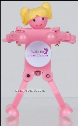 Wind-up Boogie Bot Toy - Breast Cancer Awareness