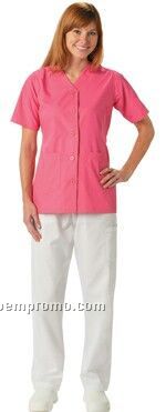 Women's V-neck Scrub Top With Elastic Tie Back