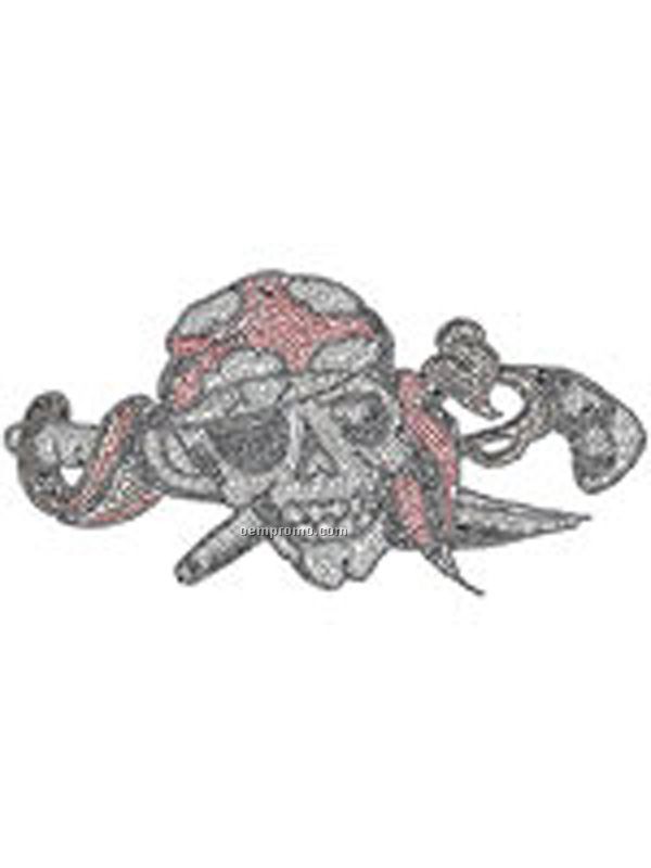 Skull W/Gun Rhinestone Transfer