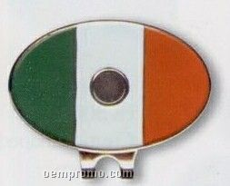Stock Ireland Flag Hat Clip W/ Ball Marker