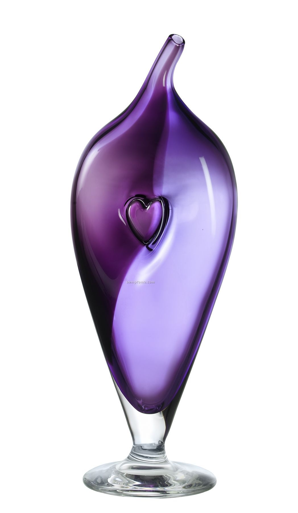 Bali Teardrop Glass Pedestal Vase With Heart Inset By Kjell Engman