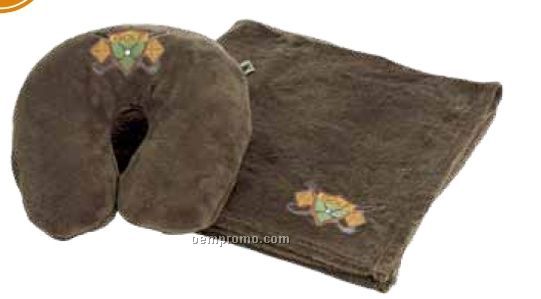Chocolate Brown Snoozer Travel Neck Pillow And Blanket
