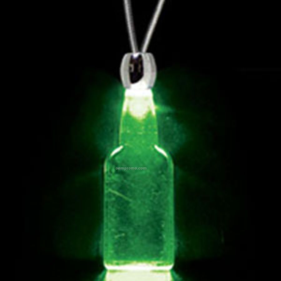 Green Acrylic Flat-faced Bottle Pendant Light Up Necklace