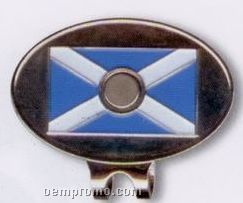 Stock Scotland Flag Hat Clip W/ Ball Marker