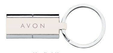 2 Tone Rectangular Shaped Key Ring With Decorative Center Plate
