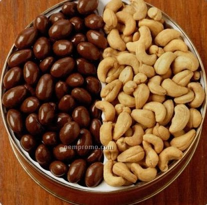 42 Oz. Chocolate Almonds/ Jumbo Cashews Custom Gift Tin