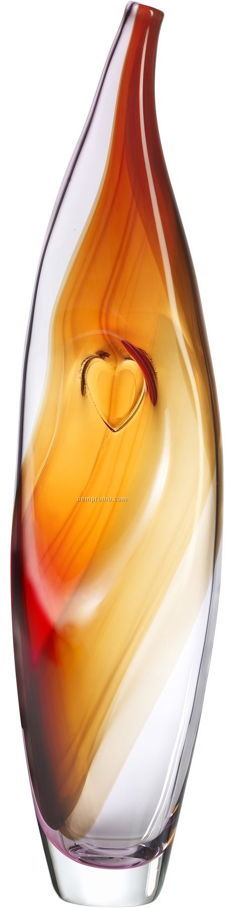 Bali Tall Glass Vase With Heart Inset By Kjell Engman