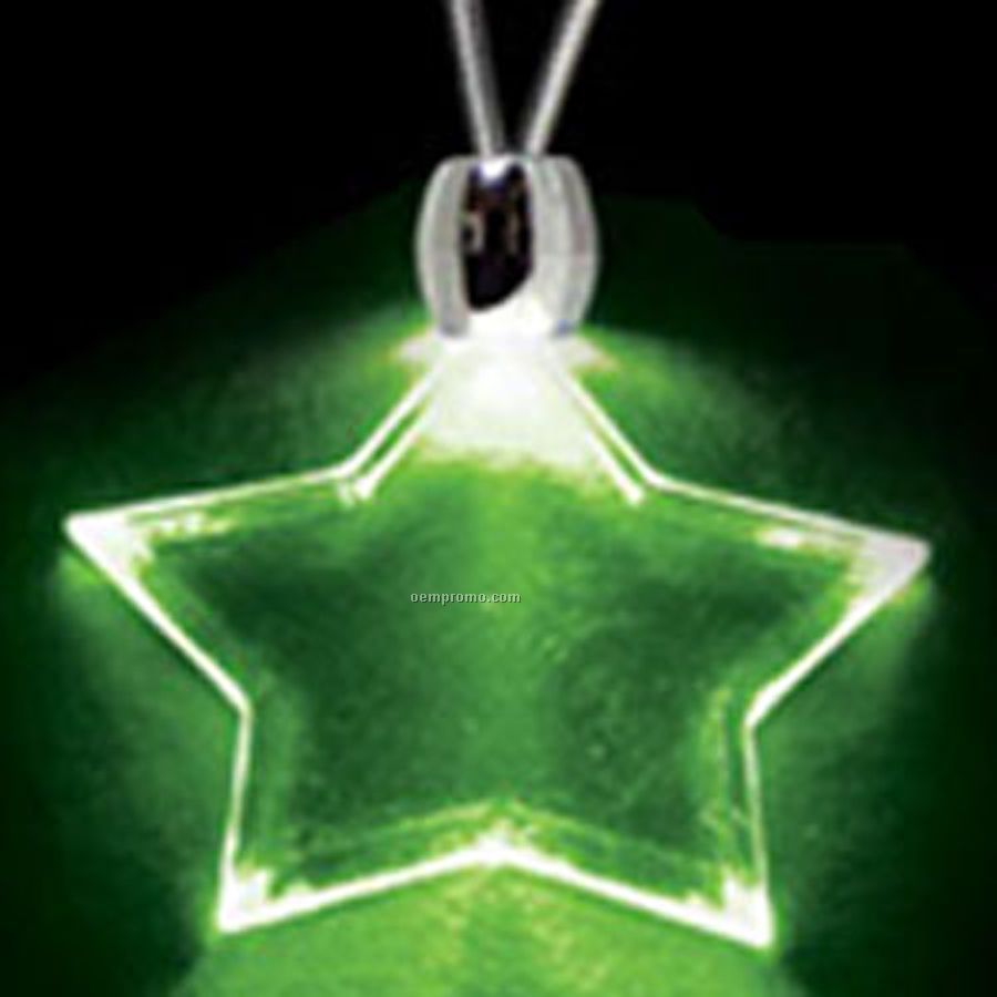 Green Acrylic Star Pendant Light Up Necklace