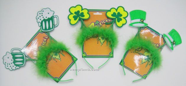 Party Headband - St Patrick Day Icons With Feathers