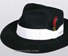 Black Wool Felt Zoot Suit Hat W/ Feather