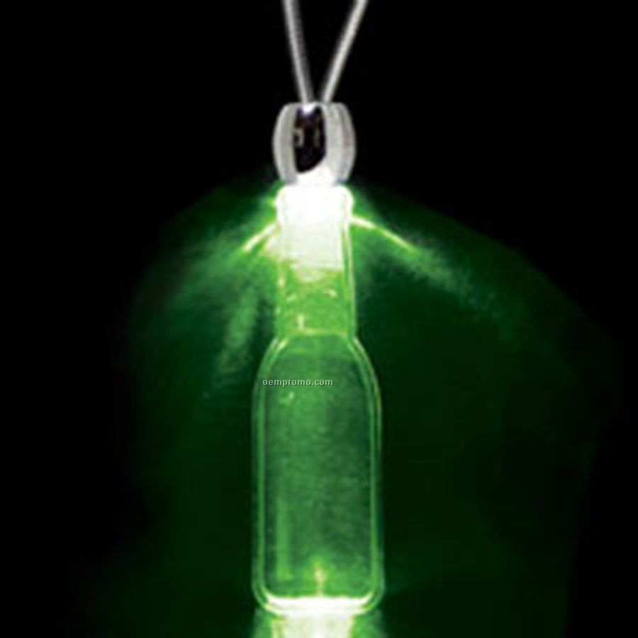 Green Acrylic Round Faced Bottle Pendant Light Up Necklace