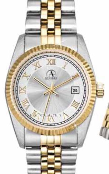 Men's Two Tone 3 Atm Water Resistant Watch W/ 2 Tone Gold & Silver Finish