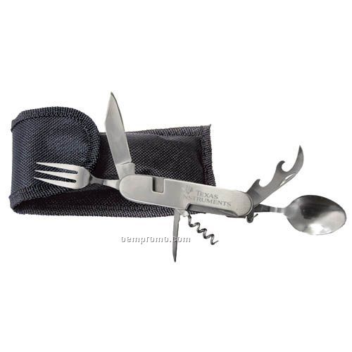 Stainless Steel Camping Knife With Fork & Spoon