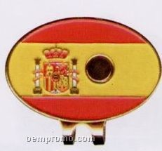 Stock Spain Flag Hat Clip W/ Ball Marker