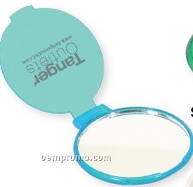 Translucent Blue Round Compact Mirror (Printed)