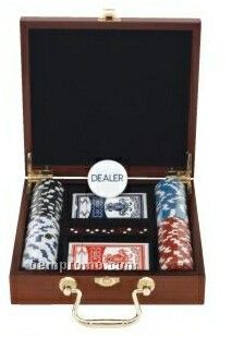 100 Chip Collectible Poker Set With Rosewood Case