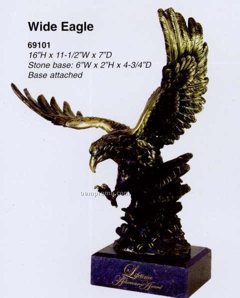 Copper Coated Wide Eagle Figure Award W/ Attached Stone Base