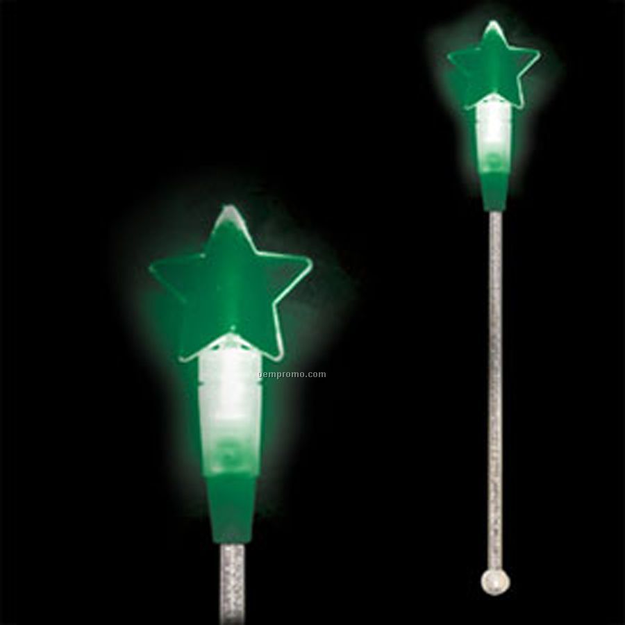 Light Up Stir Stick W/ Jade Green Star Handle