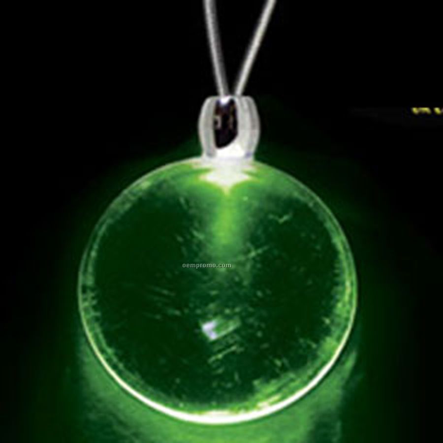 Green Acrylic Round Pendant Light Up Necklace