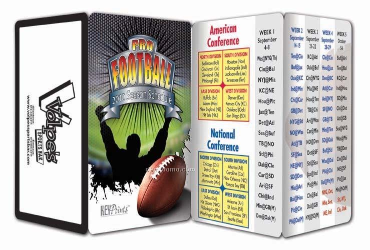 Pro Football 2010 Schedule Key Point Brochure (Folds To Card Size)