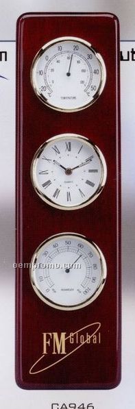 Wood Clock, Thermometer & Hygrometer