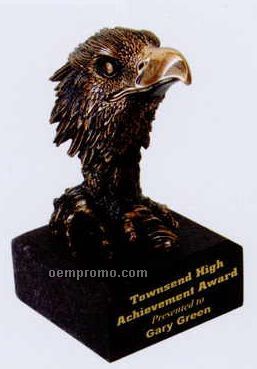 Copper Coated Eagle Head Figure Award W/ Attached Base