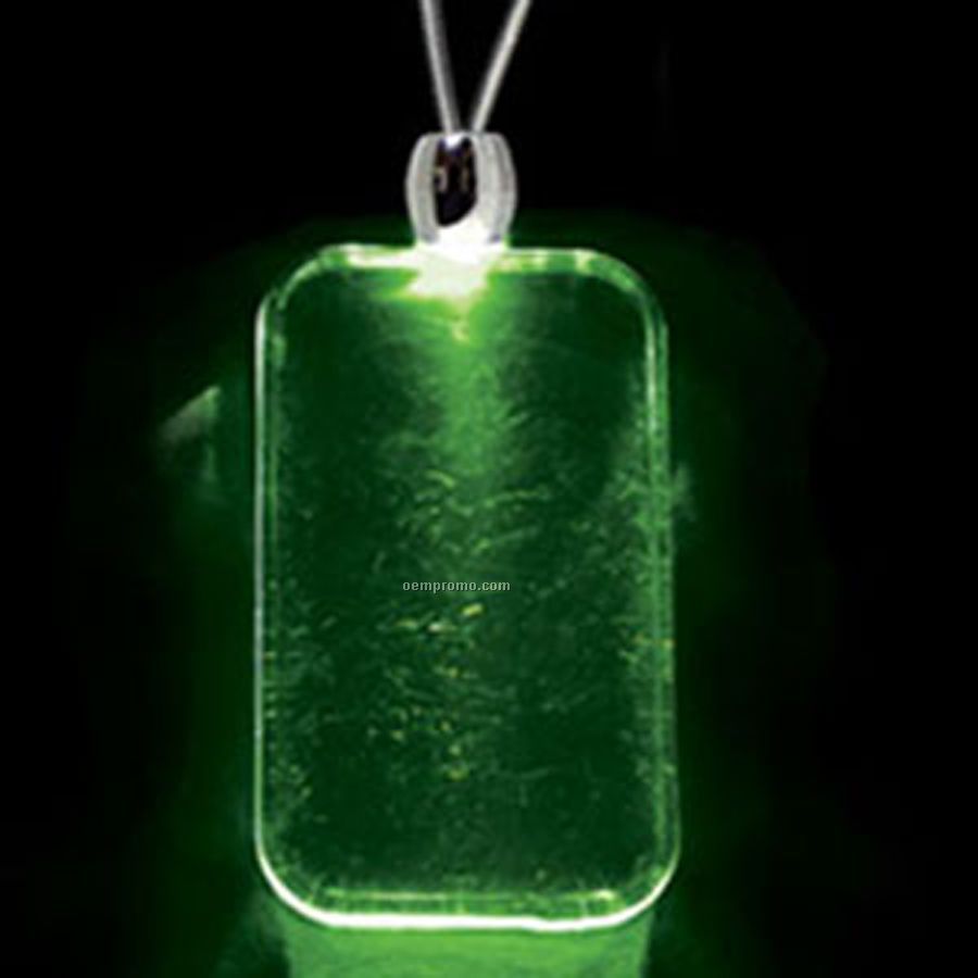 Green Acrylic Dog Tag Pendant Light Up Necklace