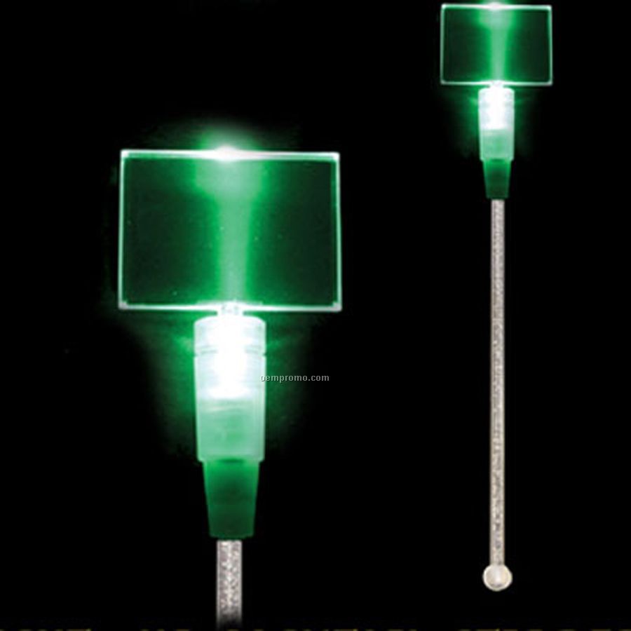 Light Up Stir Stick W/ Jade Green Rectangle Handle