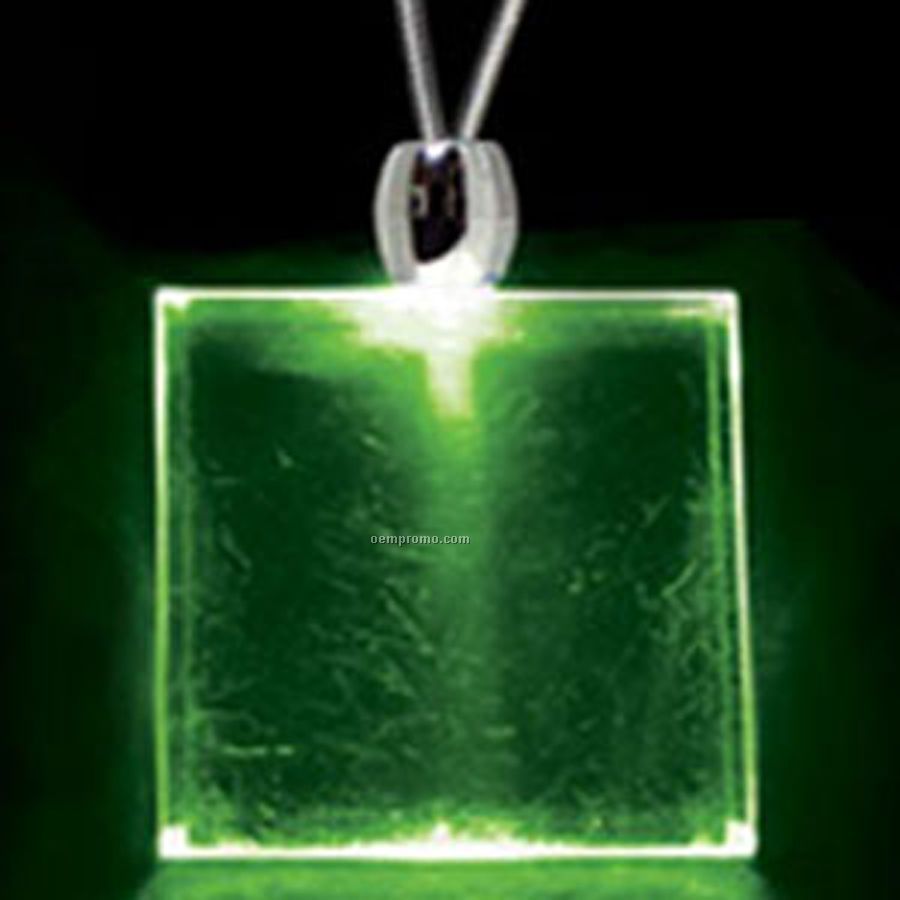 Green Acrylic Square Pendant Light Up Necklace